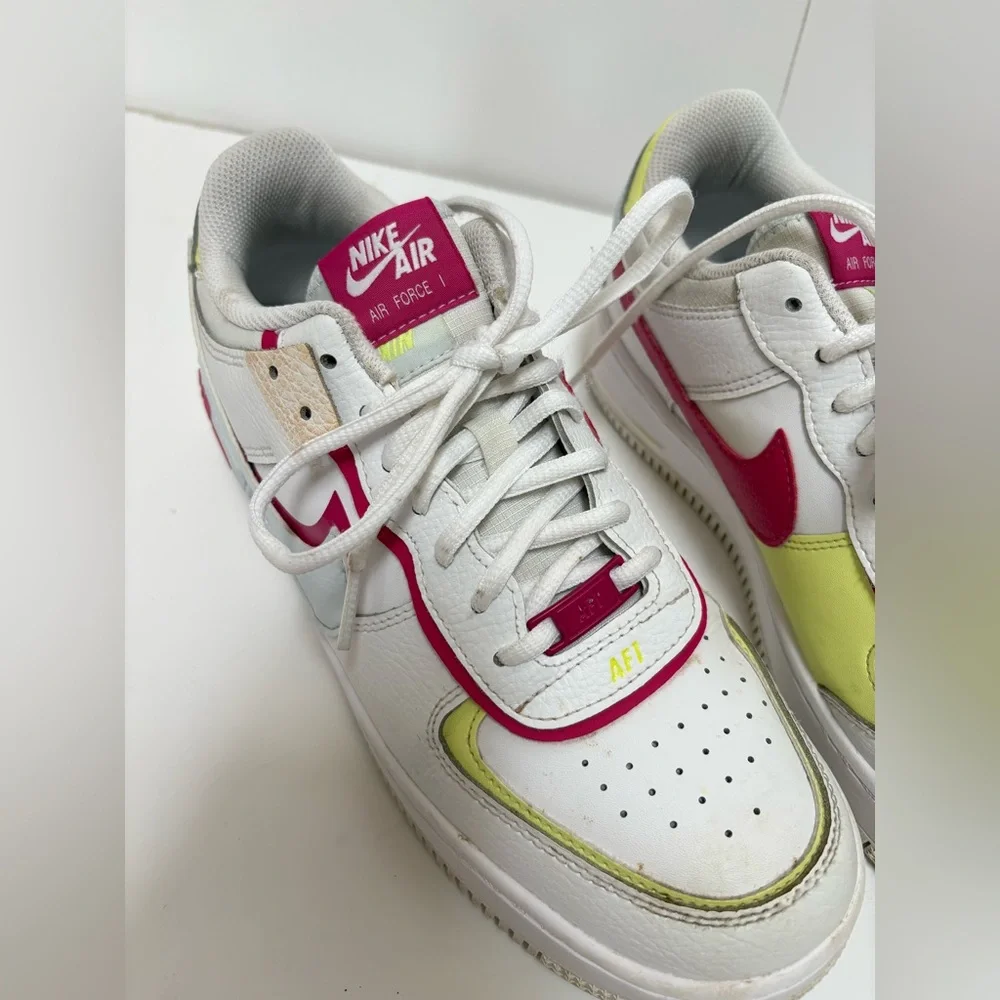 Nike Air Force 1 Shadow White Blue Tint Fireberry Leather FQ8885-100